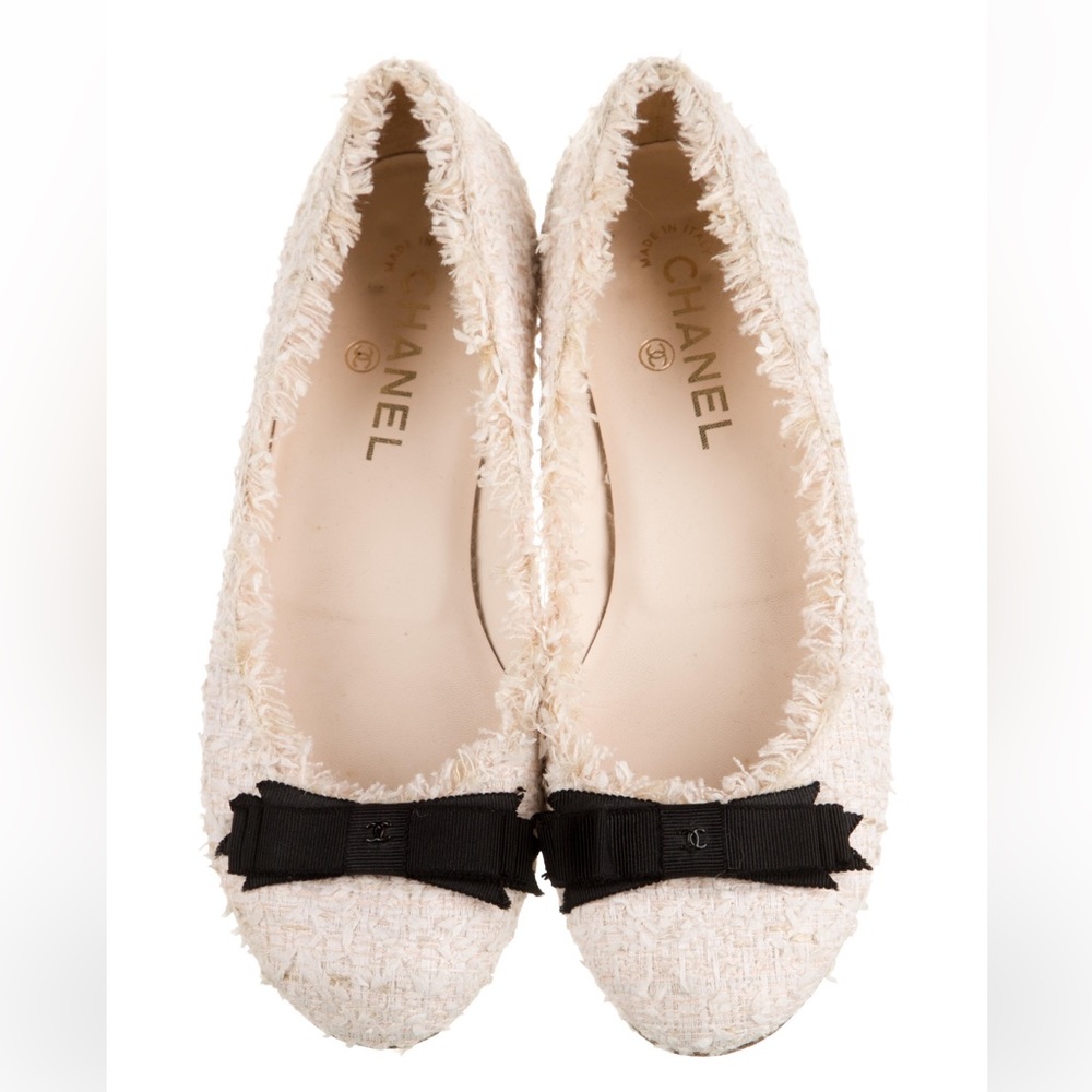 Chanel CC Tweed Ballerina Flats